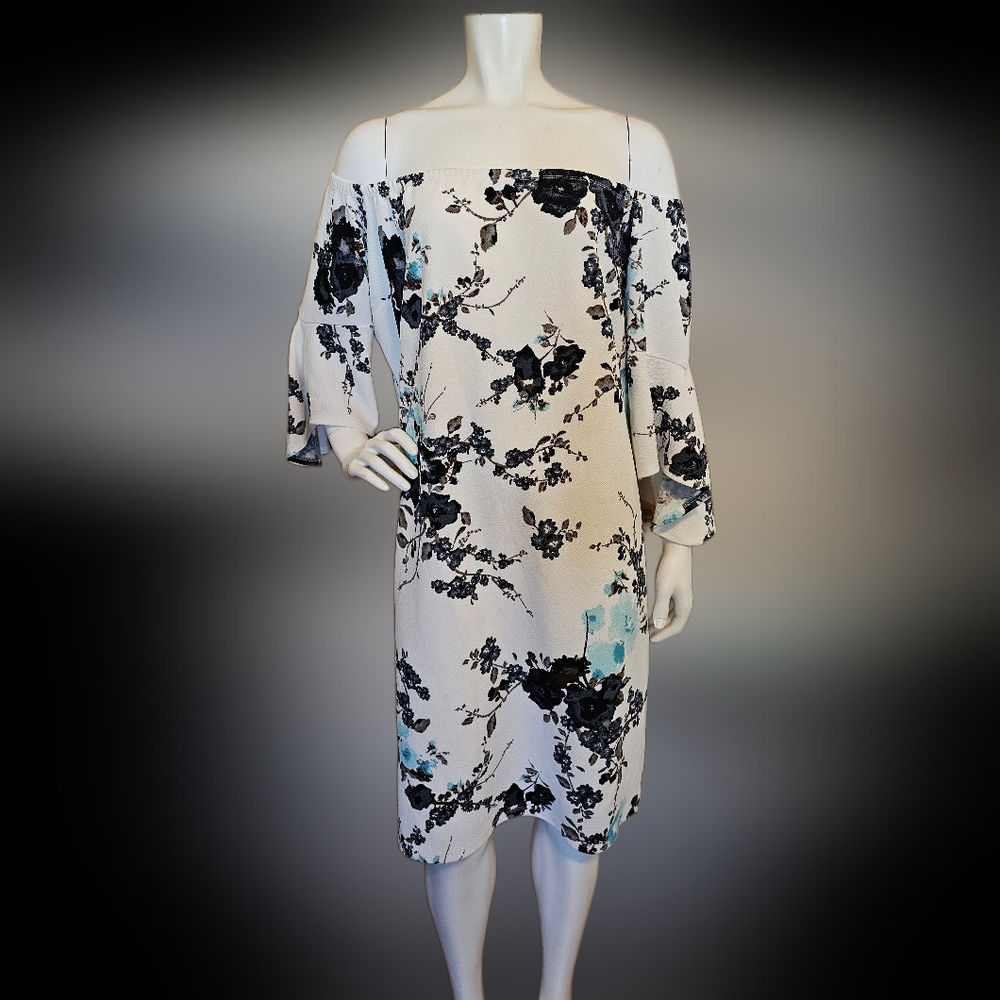 💙 116. Ricki's Size 18 Floral Off Shoulder Ruffle Sleeve Dress